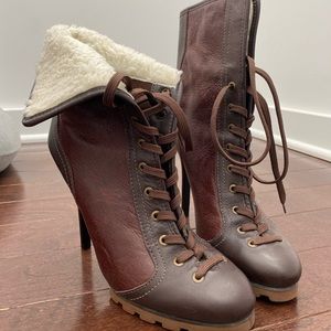 Leather High Hill Boots